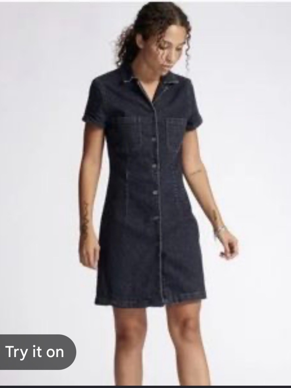 Eve Denim Carlotta Mini Button-Front Tailored Dress in Black Wash Women’s XS